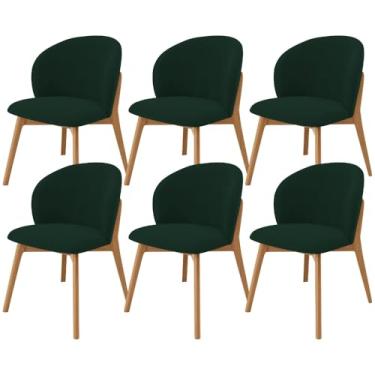 Imagem de Kit 06 Cadeiras de Jantar e Estar Living Estofada Mia L02 Suede Verde Musgo - Lyam Decor