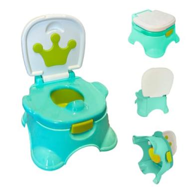 Imagem de Pinico Infantil com Tampa, Design de Coroa, Turquesa e Amarelo