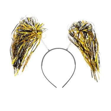 Imagem de Fun Express Tinsel preto e dourado de 12,7 cm para cabeça de véspera de Ano Novo - 12 peças