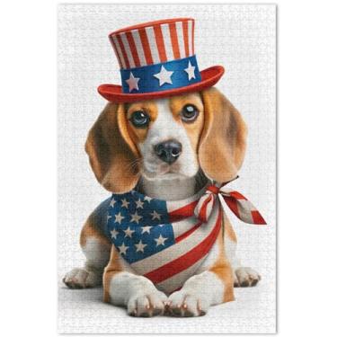 Imagem de Quebra-cabeça Beagle Dog American 1000 peças presentes de festa elefante branco adulto diversão família quebra-cabeças impressão de arte animal, 75 x 40 centímetros