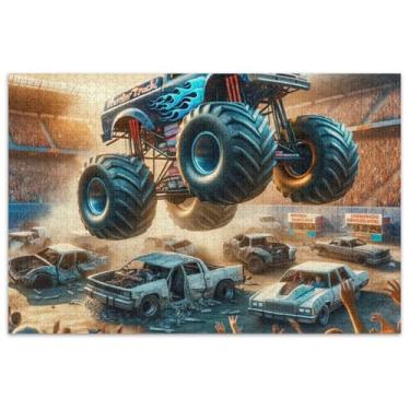 Imagem de Quebra-cabeças engraçados Monster Trucks 500 peças para adultos decoração de casa arte quebra-cabeça rígido jogo de quebra-cabeça engraçado presentes