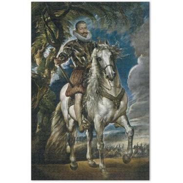 Imagem de Rubens Equestrian Duke Lerma Quebra-cabeça adulto 1000 peças presentes família elefante branco quebra-cabeça duro pintura animal, 75 x 40 centímetros