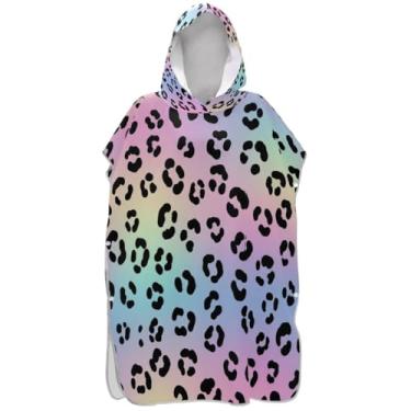 Imagem de Joisal Poncho de surfe trocador de roupão para banho de praia Adul toalhas com capuz absorventes manchas de leopardo gradiente pastel poncho masculino feminino com capuz