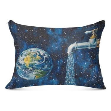 Imagem de Capa de travesseiro Planet Faucet Blue Queen 53 x 137 cm, com zíper, capa de travesseiro corporal para cama, sofá, casa