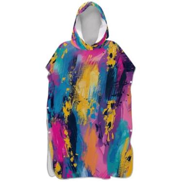 Imagem de Joisal Roupão de mudança de grafite colorido para adultos, poncho de surfe, toalha de banho com capuz, absorvente para adultos, ponchos para mulheres