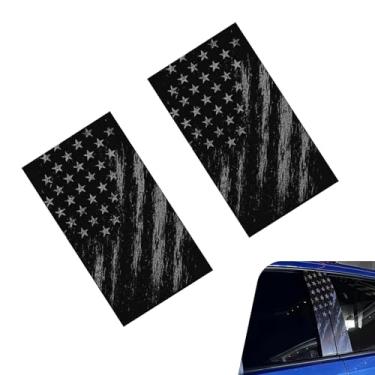 Imagem de CyperFair 2 peças de adesivos de pilar B para carro, bandeira americana, patriótico, vintage, decoração, cortável, impermeável, autoadesivo, película protetora antiarranhões para pilar de janela de