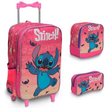 Imagem de Kit Mochila Stitch Rodinha Juvenil Feminina Volta As Aulas - Plike