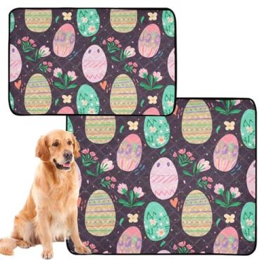 Imagem de TSENQUE Almofadas de xixi para cães pastel coloridos ovos de páscoa florais reutilizáveis para gatos à prova d'água tapete de cercadinho de cachorro absorvente pequeno x 3 unidades
