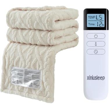 Imagem de XINIUSLEEP Cobertor elétrico aquecido 127 x 152 cm, manta elétrica de tafetá sherpa macia com 5 níveis de aquecimento e desligamento automático de 1 a 12 horas, manta aquecida com proteção contra
