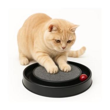 Imagem de Medidas Arranhador Redondo Para Gato Relax Com Bolinha, 35cm, Brinquedo Interativo