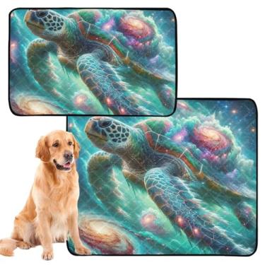 Imagem de TSENQUE Almofadas de xixi para cães de estimação, lavável, tartaruga, galáxia, reutilizável, tapete de urina para gatos, tapete de gaiola de cachorro fofo, impermeável, absorvente, almofadas de