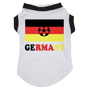Imagem de Petitebella Camiseta para cachorro com bandeira de futebol da Alemanha (branca, pequena)