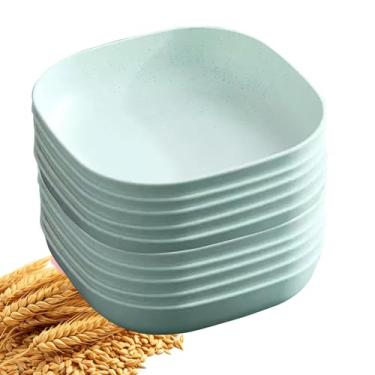 Imagem de YuanQ Pacote com 10 pratos de salada quadrados profundos de 14,5 cm, inquebráveis, leves, laváveis na lava-louças e no micro-ondas, reutilizáveis para lanche ou salada (verde)