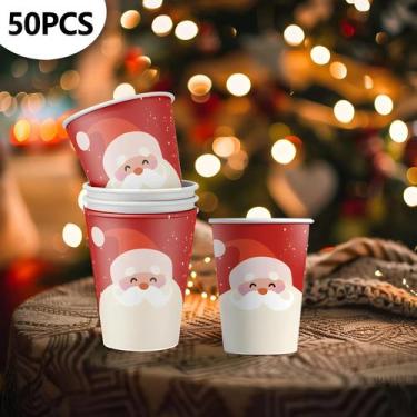 Imagem de Copos De Papel Descartáveis De Natal 9oz 50pcs Ecológicos Para Bebidas