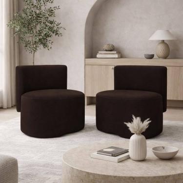 Imagem de Kit 2 Puff Orgânico Feijão Curvo Redondo Com Encosto Sala Quarto Confortável Resistente Suede