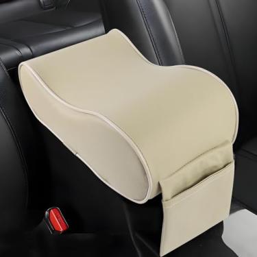 Imagem de Hovom Almofada de apoio de braço de carro, almofada de apoio de braço para console central de espuma viscoelástica de couro, 29 x 16 cm × 14 cm, confortável protetor de almofada de descanso de braço