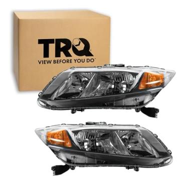 Imagem de TRQ Conjunto de montagem de faróis do lado do motorista e do passageiro, lado do motorista e do passageiro, compatível com Honda Civic HO2502150 HO2503150 2013-20150