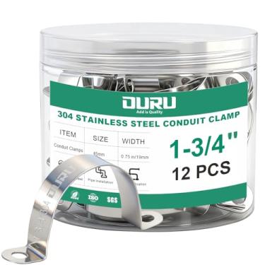 Imagem de OURU Braçadeira de conduíte 304 de aço inoxidável 304 de 12 peças, braçadeira de tubo de metal rígido, alça de tubo de 2 furos para automóvel, fios e tubos