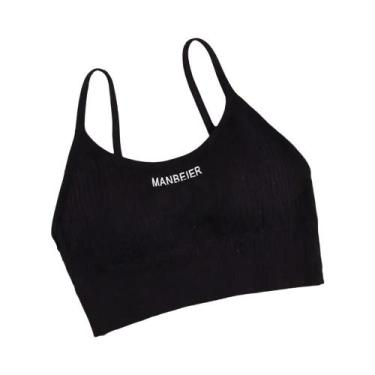 Imagem de Top Esportivo Feminino De Algodão Sexy Cropped Macio E Confortável Par