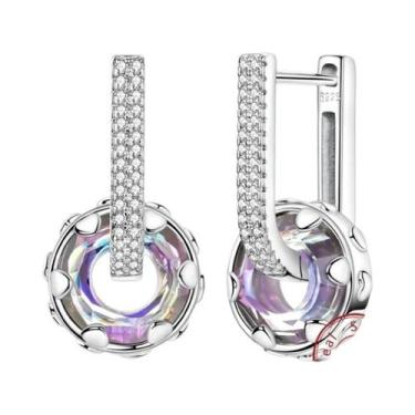 Imagem de Brincos De Argola Femininos Em Prata Esterlina 925 Com Cristal Zircon 