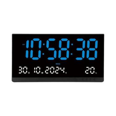 Imagem de Relógio De Parede Digital LED Grande 12/24H Com Brilho Ajustável, Exib