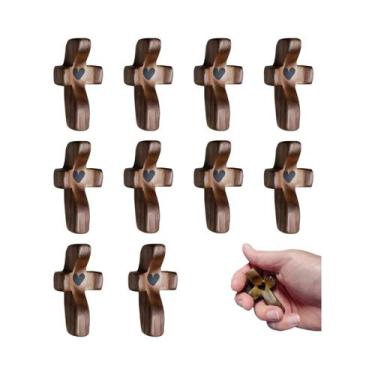 Imagem de Decorações De Cruz De Madeira 10 Peças Alívio Da Ansiedade Fidget Símb