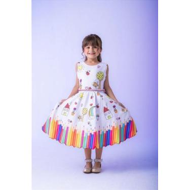 Imagem de Vestido Lápis Aquarela ABC Branco e Vermelho - Confeccionado em Tecido