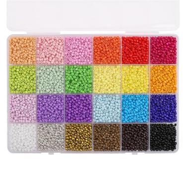 Imagem de Kit de miçangas com 5200 peças, 24 cores, tamanhos mistos, para fazer pulseiras, joias, artesanato, contas, adultos, acessórios DIY