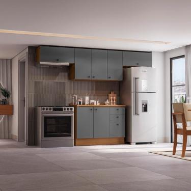 Imagem de Armário De Cozinha Completa 280cm Canela/cinza Sagrado Pixel Kappesberg