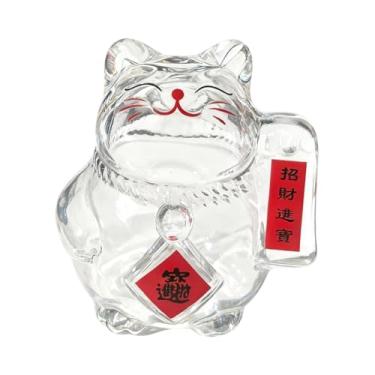 Imagem de Bothyi Cofrinho Gato da Sorte, Porta-Moedas Compacto Multiuso Organizador Ornamento Transparente para Presente de Adultos e Crianças