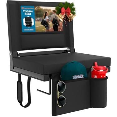 Imagem de HOPERAN Assentos de estádio com suporte para as costas - cadeiras de arquibancada com encosto e almofada, assentos acolchoados com alça de ombro, cadeira de estádio portátil leve para eventos