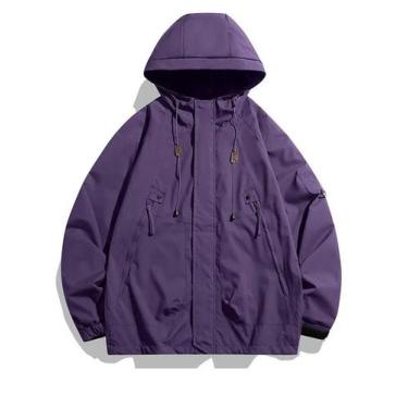 Imagem de Jaqueta Impermeável Com Capuz Para Homens, Zíper, Cargo, Bomber Preto,