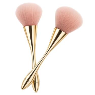 Imagem de Kit 2 Pincéis Profissionais Kabuki – Para Pó, Blush e Base, Cerdas Sintéticas Ultra Macias, Cabo Slim Ergonômico, Acabamento Impecável para Maquiagem Diária