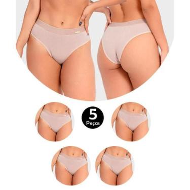 Imagem de Kit 5 Calcinha Cotton Confort Algodão Tanga Básica Feminina Conforto R