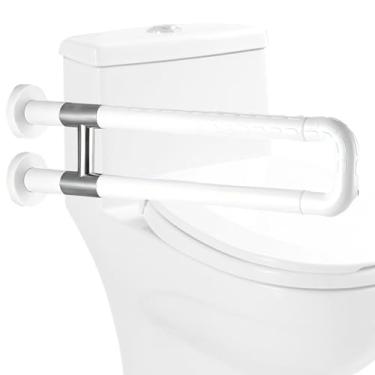 Imagem de Barras de apoio dobráveis de aço inoxidável montadas na parede, barras de apoio para deficientes, para banheiro, barreira, corrimão de segurança para vaso sanitário