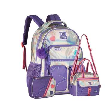 Imagem de Mochila Rebecca Bonbon Costas Lancheira Holográfica Estojo