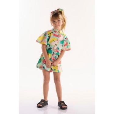 Imagem de Conjunto Infantil para Menina com Camisa e Short Três e Já-Feminino