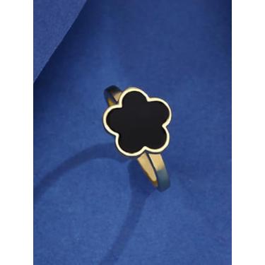 Imagem de 1 anel aberto de trevo de cinco folhas, joias femininas requintadas, conchas finas, presente para irmãs, amizade, presente de aniversário, Cobre, Sem pedra preciosa