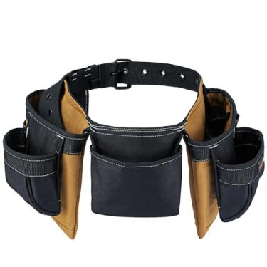 Imagem de MELOTOUGH Conjunto de cinto de ferramentas de 14 bolsos com bolsas para eletricista e carpinteiro, cinto utilitário de trabalho ajustável resistente para homens, organizador de equipamento de