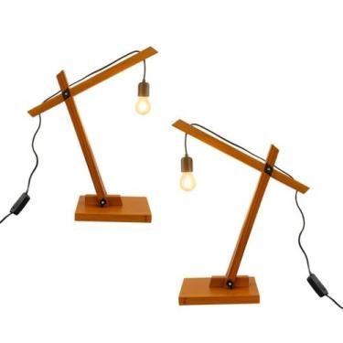 Imagem de kit 2 Abajur Texas Mesa Leitura Moderna Rustico Quarto Sala - Rodrigue