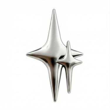 Imagem de Broche de estrela dupla de lapela minimalista cruz simples estrelas acessórios de roupas broches alfinetes vestidos distintivos moda decoração joias aniversário feriado