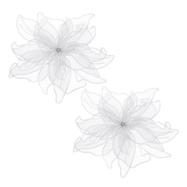 Imagem de PATIKIL 2 peças Broche de flor de tecido de cetim grande de 22 cm para mulheres broches florais elegantes de organza para casamento, dança, festa, roupas, vestido, chapéu, acessórios, branco