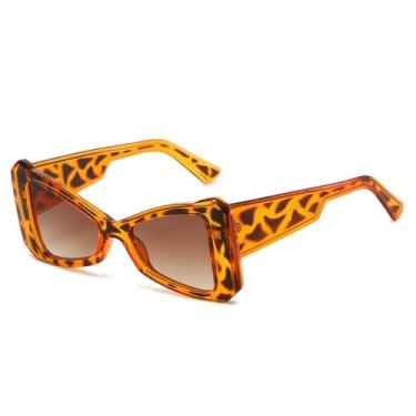 Imagem de HPIRME Óculos femininos estilosos com armação triangular estilo streetwear (Chá Roxo)