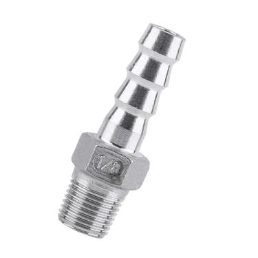 Imagem de Generic Conector de Cauda de Mangueira Farpada de Aço Inoxidável para Encanamento de Tubulação de Ar/água, Encaixe de Rosca 304 SS 1/8 "~ 3/4" para Engenharia Química, Máquinas (1/8''*8mm)