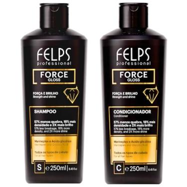 Imagem de Kit Shampoo+Condicionador Tratamento Reparador Force Gloss Força e Brilho Capilar Restauração Para Cabelos Danificados Marineplex + Ácido Glicólico 250ml
