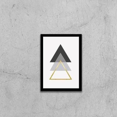 Imagem de Quadro Abstrato Geométrico Triângulos Cinza E Preto 24X18Cm - Quadros 
