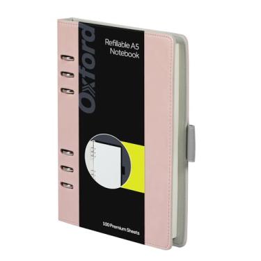 Imagem de Caderno profissional Oxford Rocketbook 90005, com capa de couro sintético, com 6 argolas e 100 folhas tamanho A5, rosa blush