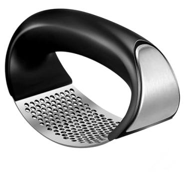 Imagem de Espremedor de Alho Ergonômico Protege os Dedos Sem Cheiro nas Mãos Triturador Ralador Agilidade Facil Limpeza Inox e Polipropileno 5x5x10 cm
