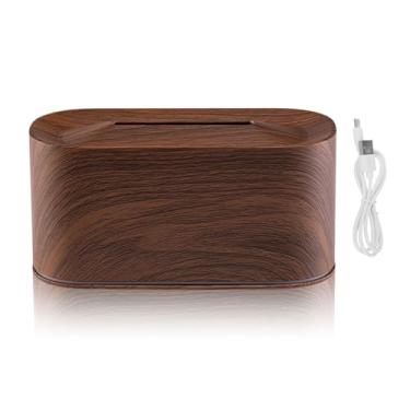 Imagem de Jiawu Difusor de óleo Essencial de Chama, Umidificador Silencioso de Aromaterapia para Quarto de Casa, Efeito de Chama Realista, Luz de 7 Cores para Relaxamento (Grão de madeira escura)