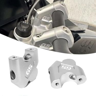 Imagem de Elevadores de guidão de motocicleta para R1250GS / R1250GS Advtenture 2016-2025, R1200GS 2013-2018, R1200GS ADV 2014-2018 20 mm Altura até 15 mm Back Move CNC Adaptador de braçadeira de alumínio